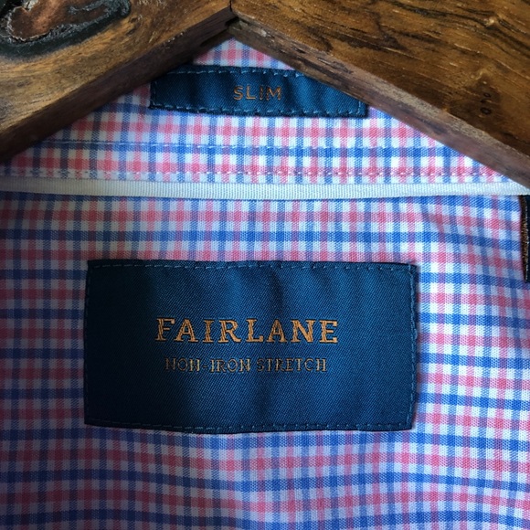 Mens - Long sleeves button down shirt. Pink and blue. Size L. Work shirt - Picture 5 of 5